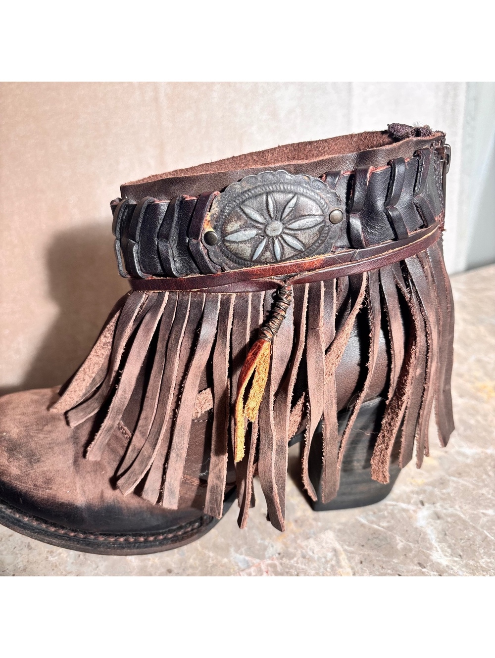 NWT “RARE” Freebird by Steven CHIEF Fringe Leather Luxe Ankle Boots Cocoa Size 9 - Picture 11 of 16
